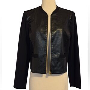 Michael Kors Women's Black Blazer Croc-Embossed Women's SZ Medium polyurethane